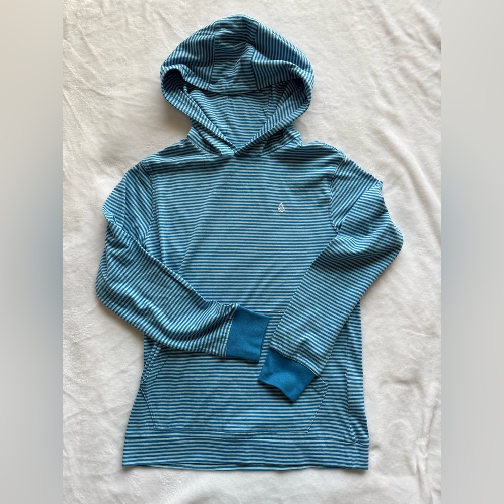 Volcom Light Blue Striped Hoodie